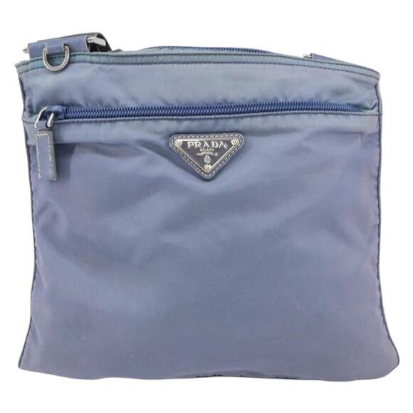 PRADA Shoulder Bag Nylon Light Blue Silver Auth ar13778